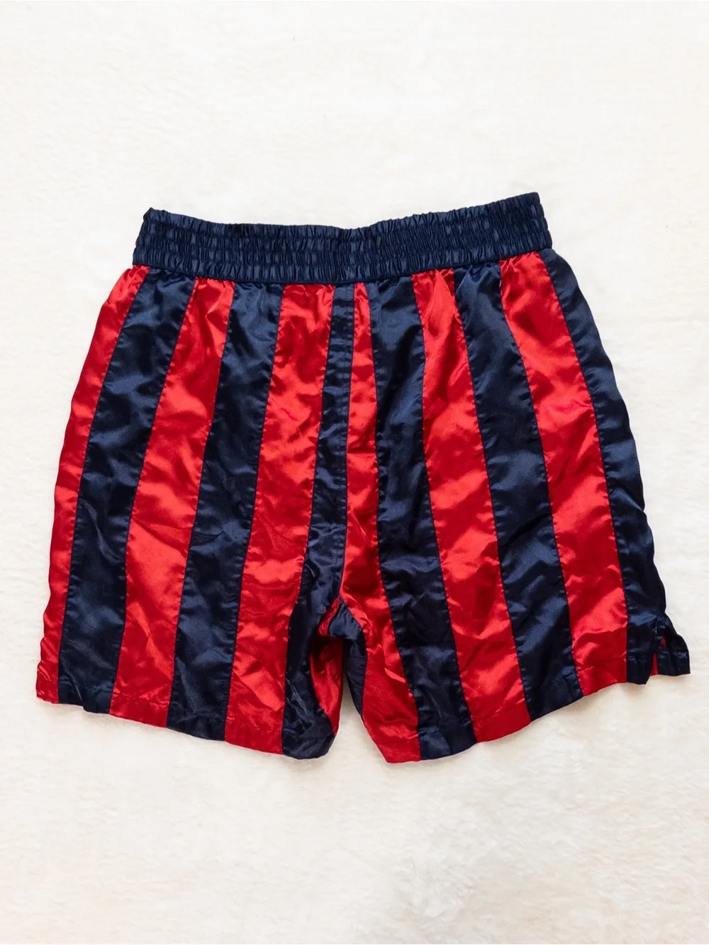 Vintage Tommy Hilfiger Athletics Satin Boxing Shorts Red Navy Striped Size L